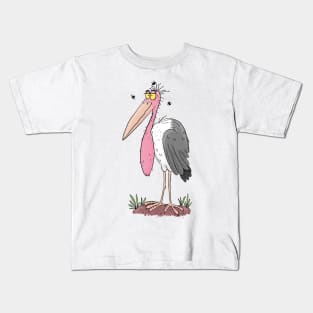 Funny marabou stork cartoon Kids T-Shirt